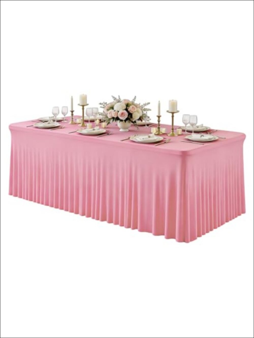 Spandex Tablecloth 6 Ft Rectangle Stretch Fitted Cover Skirt